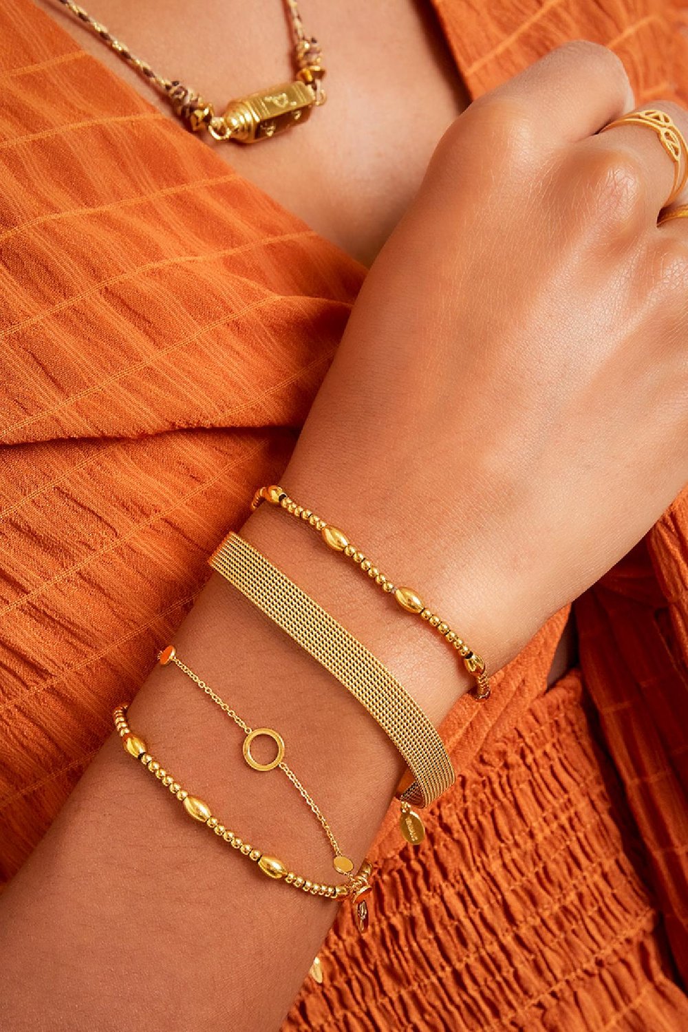 bracelet en acier inoxydable couleur or h5Image3